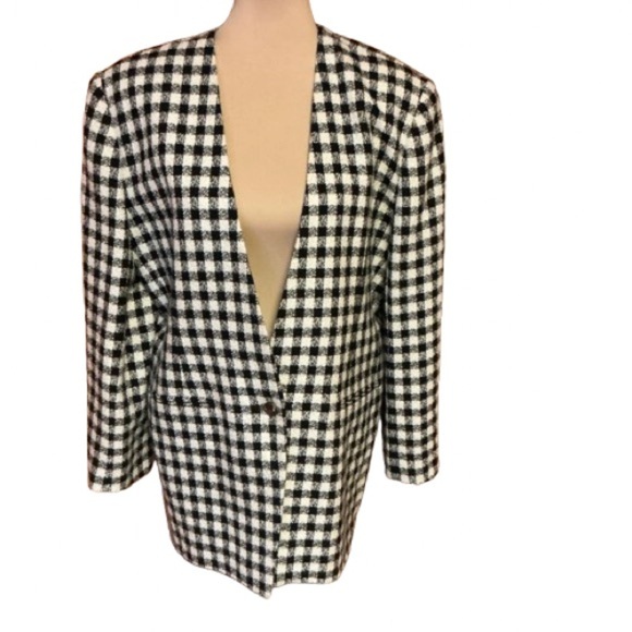 Vtg 90s Chaus Sparkly Houndstooth blazer - Picture 1 of 13